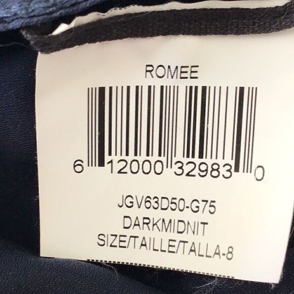 BCBGMAXAZRIA Navy Gray Colorblock Striped A Line Dress - Picture 12 of 13